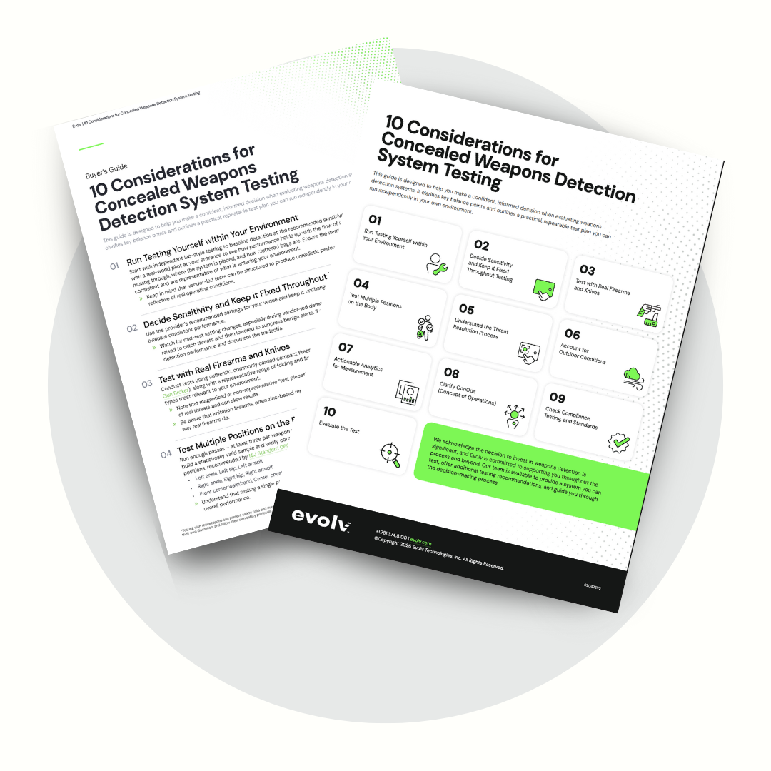 cover image of 10 Considerations for Weapons Detection Comparison Testing document