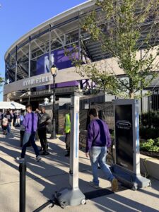 Fans walking through campus security screening at Ryan Field